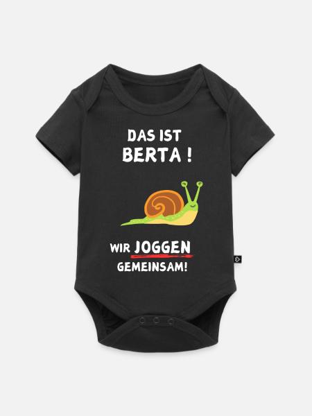 Das Ist Berta! Wir Joggen Gemeinsam! Schnecke - Baby Premium Kurzarmbody - Schwarz