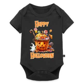 Halloween – Joyeux Halloween citrouille avec des bonbons - Body à manches courtes Premium Bébé - noir - Devant