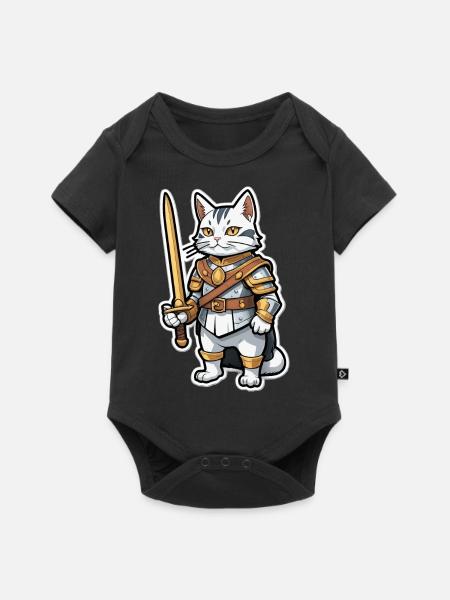 Bande dessinée Cat Knight - Body à manches courtes Premium Bébé - noir