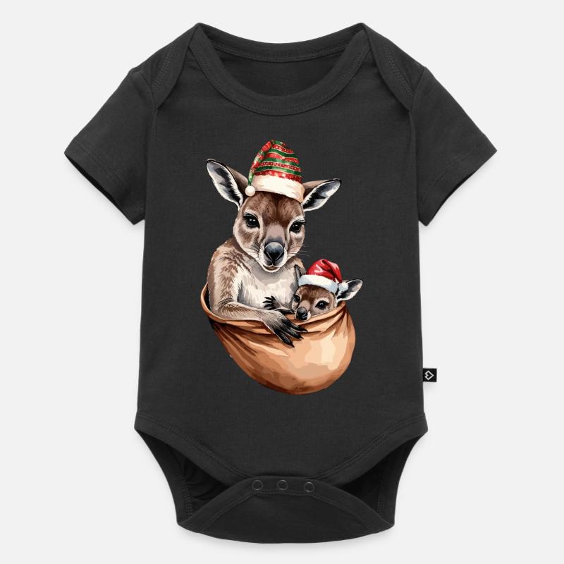 Kangourous de Noël - Body à manches courtes Premium Bébé - noir