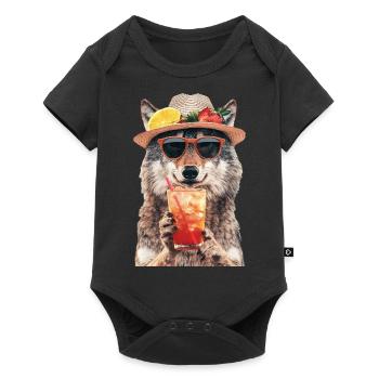Wolf - Baby Premium Kurzarmbody - Schwarz - Vorne