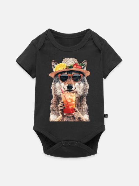 Wolf - Baby Premium Kurzarmbody - Schwarz
