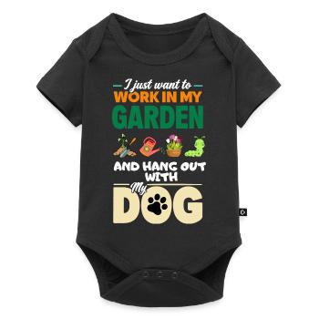 Garden Dog Gardener Allotment Flowers Funny - Baby Premium short-sleeve bodysuit - black - Front