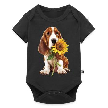 Basset - Baby Premium Kurzarmbody - Schwarz - Vorne
