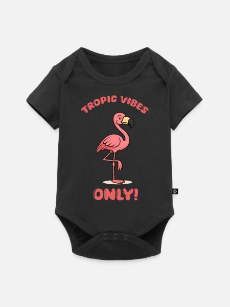 flamingo comic tropic - Baby Premium Kurzarmbody - Schwarz