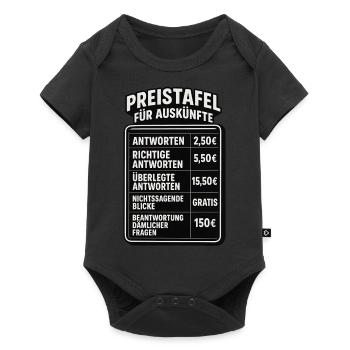 Liste de prix pour l’information bureau dictons patron - Body à manches courtes Premium Bébé - noir - Devant