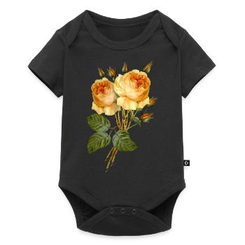 Blumen - Baby Premium Kurzarmbody - Schwarz - Vorne
