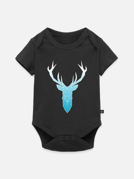 Deer head in triangle design (light blue) - Baby Premium short-sleeve bodysuit - black