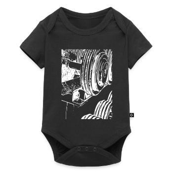 Druckmaschinen-Linienkunst - Baby Premium Kurzarmbody - Schwarz - Vorne
