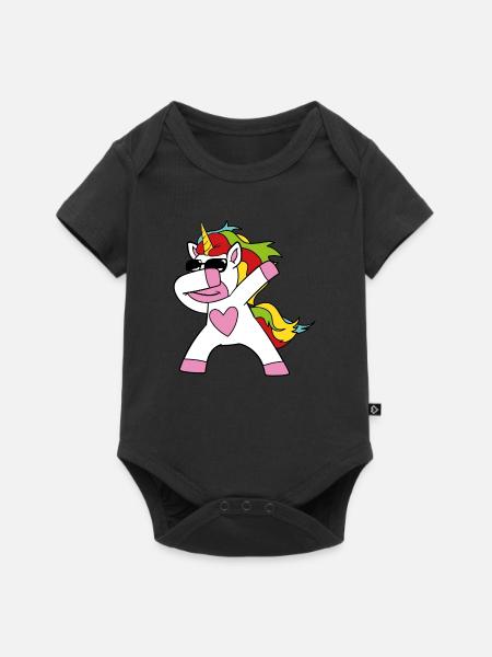Niedliches Lustiges Cooles Einhorn Einhörner Fabel - Baby Premium Kurzarmbody - Schwarz