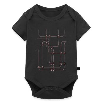 Pinkes Liniengeflecht - Baby Premium Kurzarmbody - Schwarz - Vorne