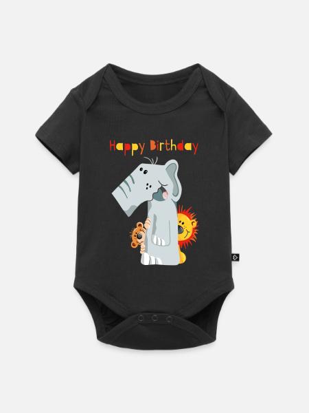 Happy Birthday - Erster Geburtstag - Zahl Eins - Baby Premium Kurzarmbody - Schwarz