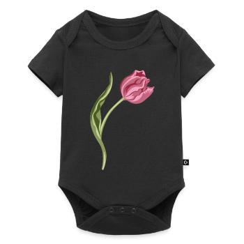 Elegant Pink Tulip Illustration - Baby Premium short-sleeve bodysuit - black - Front