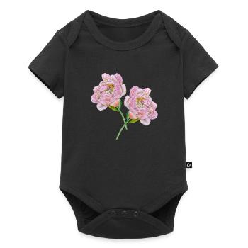 Pivoines roses - Body à manches courtes Premium Bébé - noir - Devant