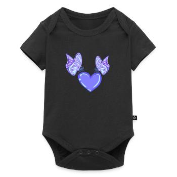 butterflies heart love purple - Baby Premium short-sleeve bodysuit - black - Front