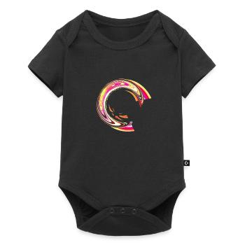 symbole de demi-cercle esthétique en jaune et rouge - Body à manches courtes Premium Bébé - noir - Devant