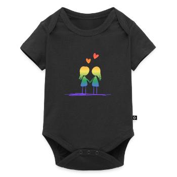 Lovers Love Hearts LGBT Lesbian - Baby Premium short-sleeve bodysuit - black - Front