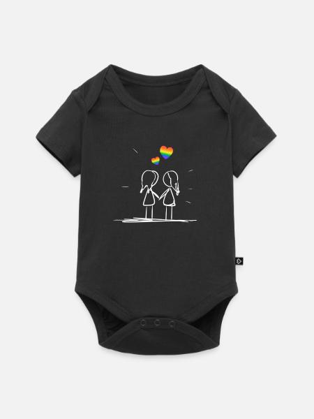les cœurs lgbt aiment les lesbiennes lgbt - Body à manches courtes Premium Bébé - noir