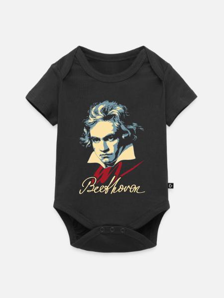Beethoven (dunkel) - Baby Premium Kurzarmbody - Schwarz