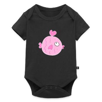 cartoon heart fish sea animal pink symbol funny - Baby Premium short-sleeve bodysuit - black - Front