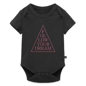 follow your dream Spruch Traum - Baby Premium Kurzarmbody - Schwarz - Vorne