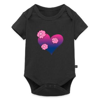 fleurs coeur symbole amour rose - Body à manches courtes Premium Bébé - noir - Devant