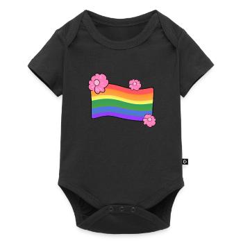 lgbt flag flowers love rainbow - Baby Premium short-sleeve bodysuit - black - Front