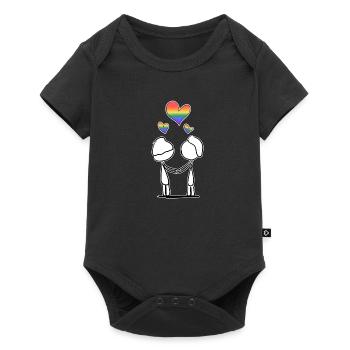 couple lgbt gay amour Saint-Valentin - Body à manches courtes Premium Bébé - noir - Devant