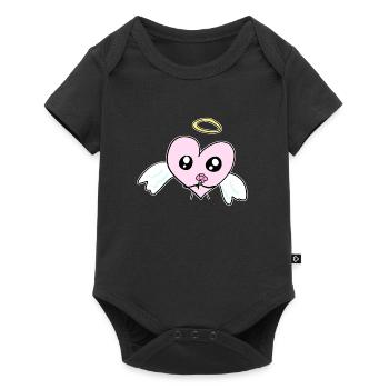 angel heart pink cartoon flower - Baby Premium short-sleeve bodysuit - black - Front