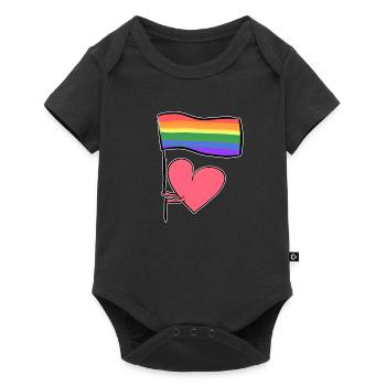 lgbt flag love heart symbol human rights - Baby Premium short-sleeve bodysuit - black - Front