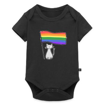 chat gris symbole du drapeau lgbt amour - Body à manches courtes Premium Bébé - noir - Devant