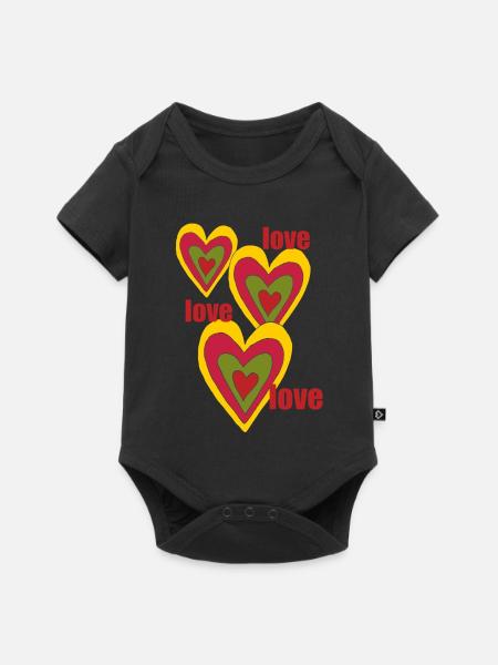 herzen love love love - Baby Premium Kurzarmbody - Schwarz