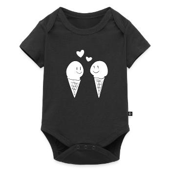 liebe eis essen valentinstag süß - Baby Premium Kurzarmbody - Schwarz - Vorne