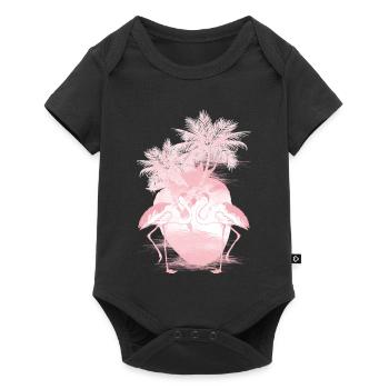 Palm Flamants Roses d’été - Body à manches courtes Premium Bébé - noir - Devant