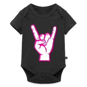 Hand with Rock- Metal -Satan Symbol Pink - Baby Premium short-sleeve bodysuit - black - Front