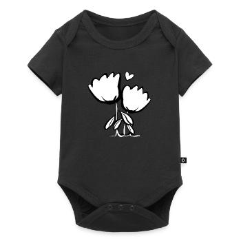 Deux fleurs plantes roses symbole feuilles - Body à manches courtes Premium Bébé - noir - Devant