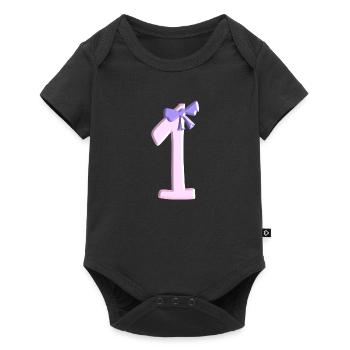 un numéro de boucle numéro rose en premier - Body à manches courtes Premium Bébé - noir - Devant