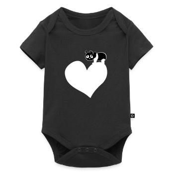 panda heart animal love bear - Baby Premium short-sleeve bodysuit - black - Front