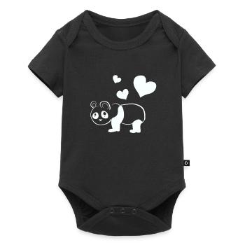Panda Bear Animal Hearts - Baby Premium short-sleeve bodysuit - black - Front