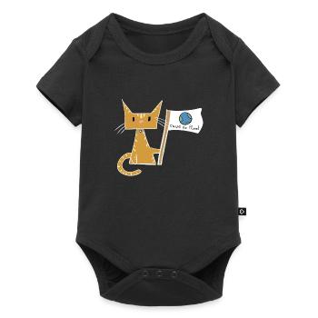 sauver la planète drapeau chat protection du climat - Body à manches courtes Premium Bébé - noir - Devant