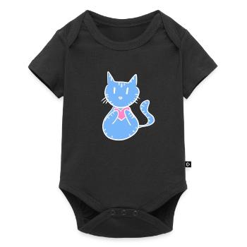 blue cat symbol cartoon heart - Baby Premium short-sleeve bodysuit - black - Front