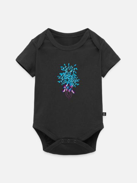 symbol pflanze blau glänzend - Baby Premium Kurzarmbody - Schwarz