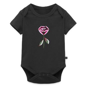 symbole de fleur de rose rose - Body à manches courtes Premium Bébé - noir - Devant