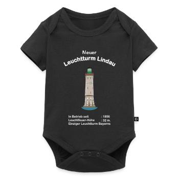 Lindau, Neuer Leuchtturm, Bodensee, Zeichnung - Baby Premium Kurzarmbody - Schwarz - Vorne