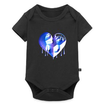 heart symbol broken blue scars - Baby Premium short-sleeve bodysuit - black - Front
