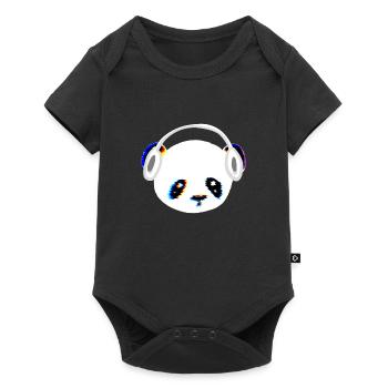 Panda Headphone Music Head Animal - Baby Premium short-sleeve bodysuit - black - Front