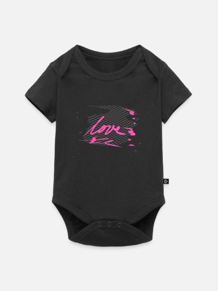 croix motif croix mot d’amour - Body à manches courtes Premium Bébé - noir