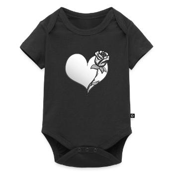 rose blume herz form symbol grau - Baby Premium Kurzarmbody - Schwarz - Vorne