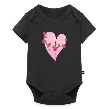 heart roses scars pink icon - Baby Premium short-sleeve bodysuit - black - Front