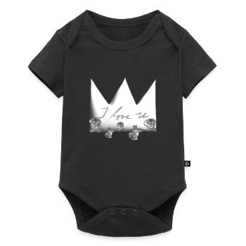 graue krone rosa rosen blumen ich liebe dich - Baby Premium Kurzarmbody - Schwarz - Vorne